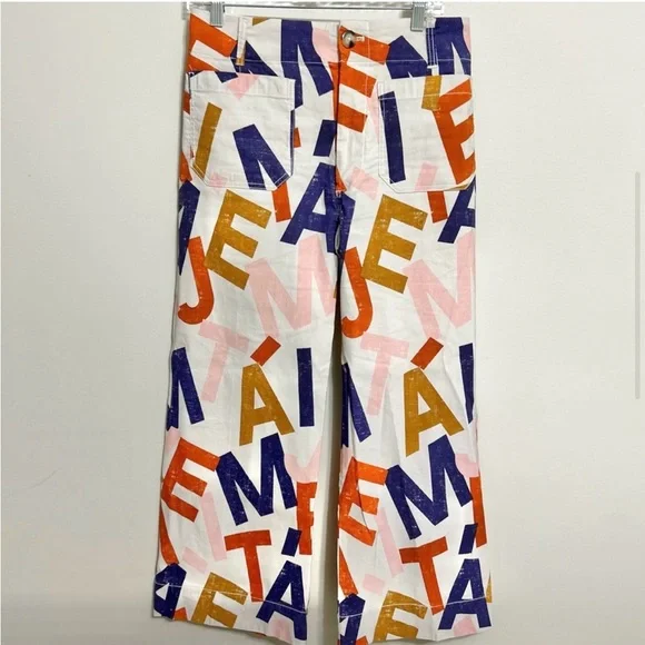 ⭐️Anthro Maeve JE TAIME Pattern Collette Wide Leg Pant sz 30⭐️ - Picture 5 of 8